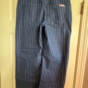 Hudson Jeans Blue and White Striped Flare & Wide Leg